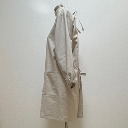 ナチュラルカラーの割烹着☆ハーフリネンキャンバス生地でしっかり目な仕上がり 5枚目の画像