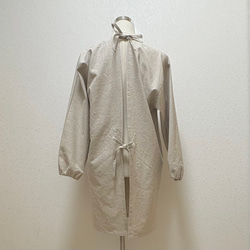 ナチュラルカラーの割烹着☆ハーフリネンキャンバス生地でしっかり目な仕上がり 4枚目の画像