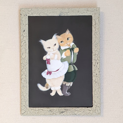 海外通販サイト ブランド 絵画。原画【猫ちゃんは緑のブドウと