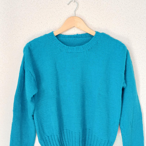 Thanks!sale】値下げしました ソライロセーター 手編み ブルー