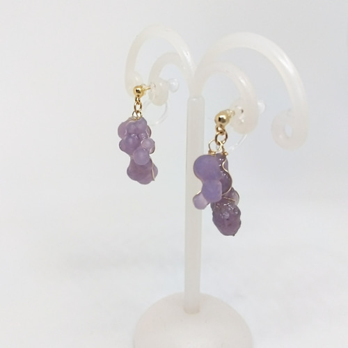 専用 A13 透明感グレープアゲートピアス Pierce / Petit Grape（small） - YUKI FUJISAWA online store