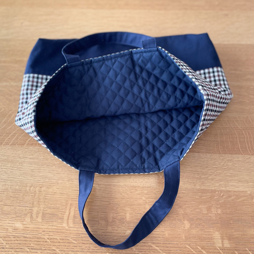 ブラウンファミリア風チェック レッスンバッグセット シューズバッグ