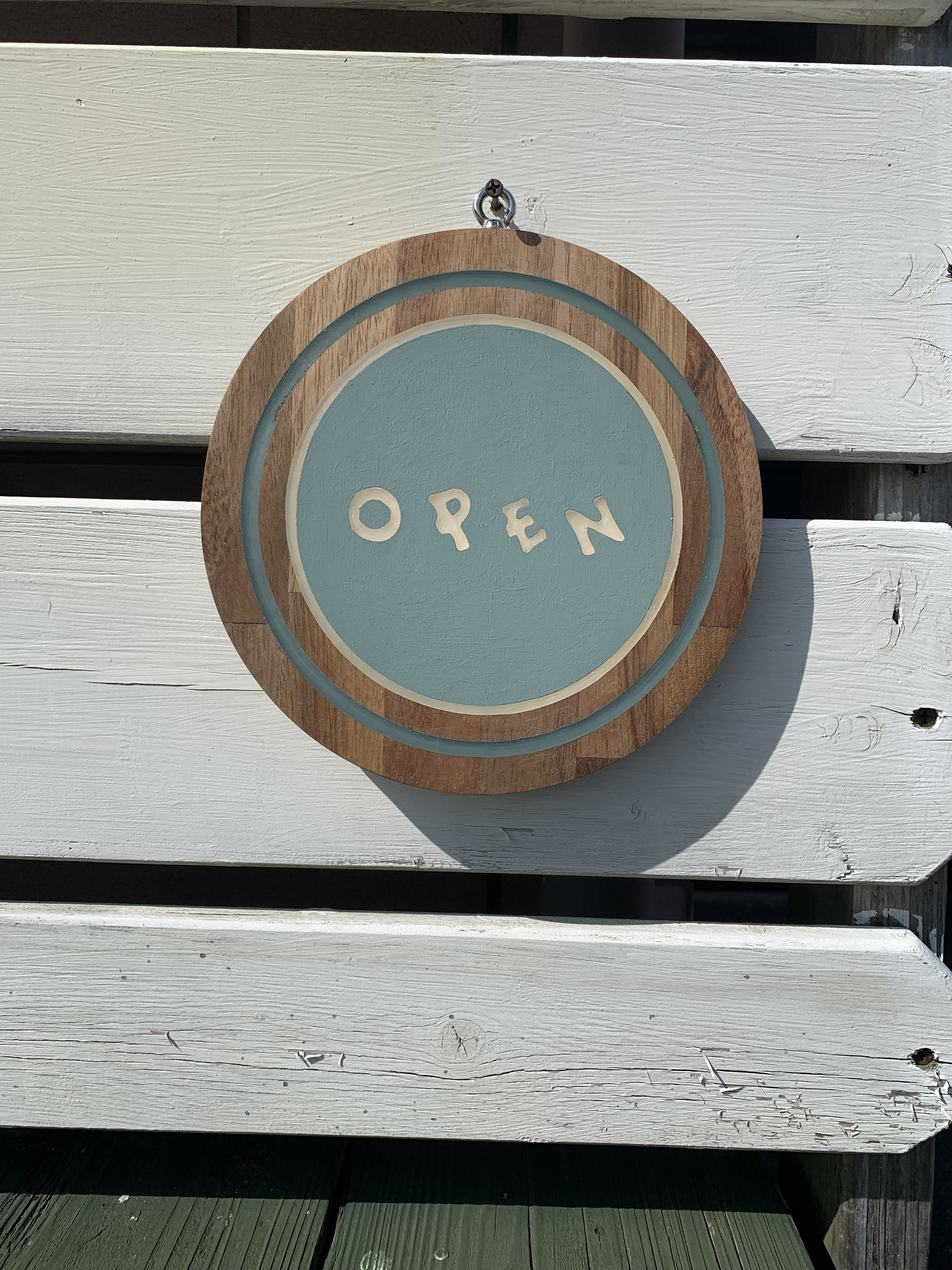 Q2024年内限定価格Q  再販なし限定1個①レジン加工　丸型OPEN CLOSED木製両面看板　直径20㎝