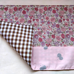 YUWA　ピンク花柄　お弁当袋、コップ袋、ランチマットの3点セット　お揃い　〜入園　入学準備〜 6枚目の画像