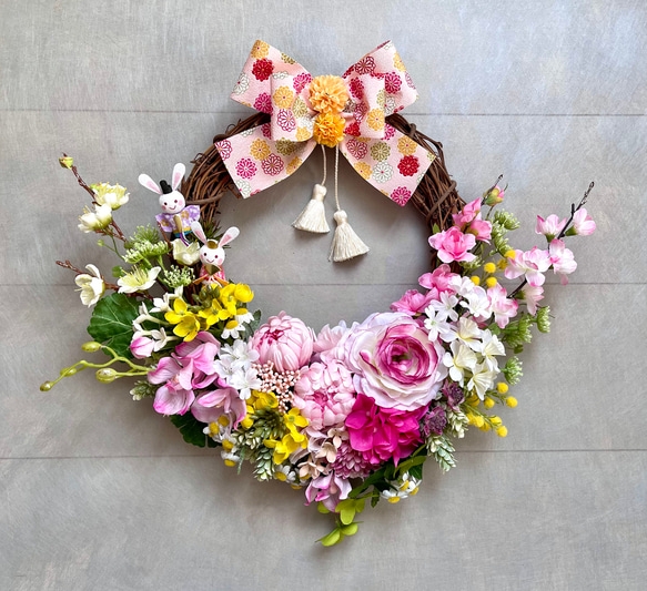 雛祭リース♡ひな祭り♡ Further☆作品♡ 春待ち早春フラワーリース♡