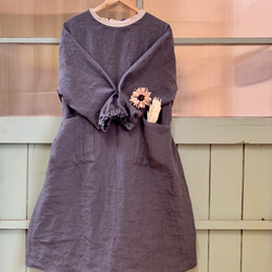 受注製作』 ベルギーリネン100% おしゃれ かっぽう着 ワンピース 重ね