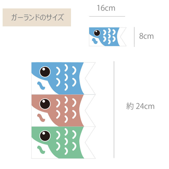 鯉のぼり L 飾り ガーランド くすみ 壁飾り 兜 端午の節句 撮影アイテム 3枚目の画像