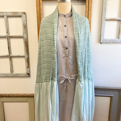 Sale price ★ Spring shoulder &amp; stole ❤️ 條紋圖案荷葉邊披肩（薄荷綠） 第4張的照片