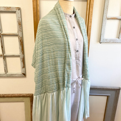 Sale price ★ Spring shoulder &amp; stole ❤️ 條紋圖案荷葉邊披肩（薄荷綠） 第7張的照片