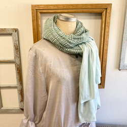 Sale price ★ Spring shoulder &amp; stole ❤️ 條紋圖案荷葉邊披肩（薄荷綠） 第14張的照片