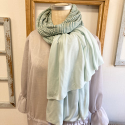 Sale price ★ Spring shoulder &amp; stole ❤️ 條紋圖案荷葉邊披肩（薄荷綠） 第13張的照片