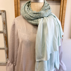 Sale price ★ Spring shoulder &amp; stole ❤️ 條紋圖案荷葉邊披肩（薄荷綠） 第12張的照片