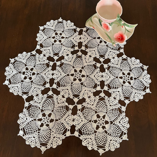 ☆・*レース編みドイリーhandmadeNo.・*☆ レース編み ドイリー 白色 直径約33cm その他インテリア雑貨