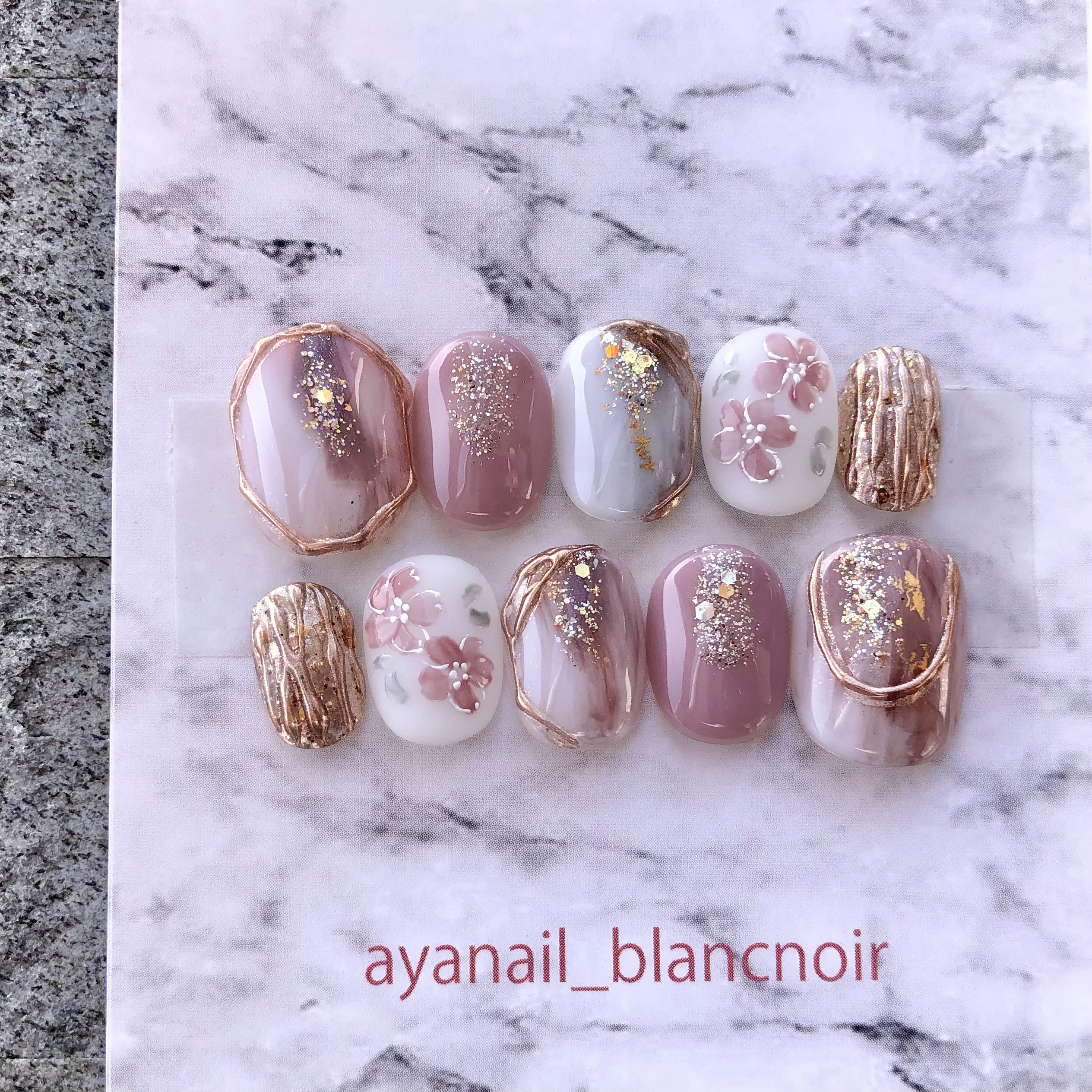 ネイルチップ 現品 オーダー かわいい 春 夏 卒業式 入学式 花 桜 ネイルチップ サイズオーダー 5500 桜 ピンク ホワイト ベージュ