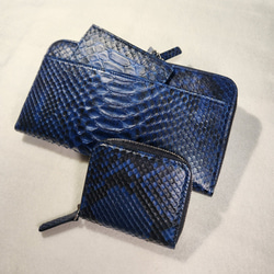 藍染パイソン「PYTHON BLUE」コインケース　バックカット 5枚目の画像