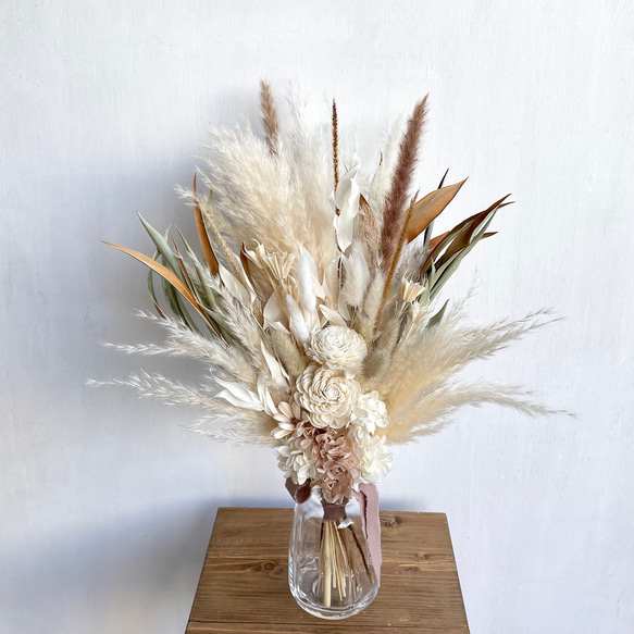 ドライフラワーブーケとフラワーベースセット/パンパスグラス
