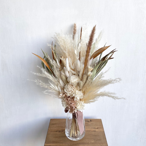 ドライフラワーブーケとフラワーベースセット/パンパスグラス