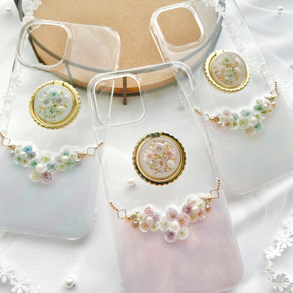 【数量限定】スマホリング　unicorn flower jewelry 押し花　ドライフラワー 7枚目の画像