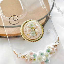 【数量限定】スマホリング　unicorn flower jewelry 押し花　ドライフラワー 6枚目の画像