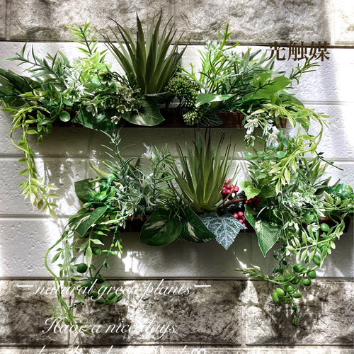 光触媒加工　抗菌消臭ウォールグリーン　フェイクグリーン　オブジェNO.19.20 Amazon｜MedianField 【 観葉植物 光触媒 消臭 ＆ 抗菌 ウォール