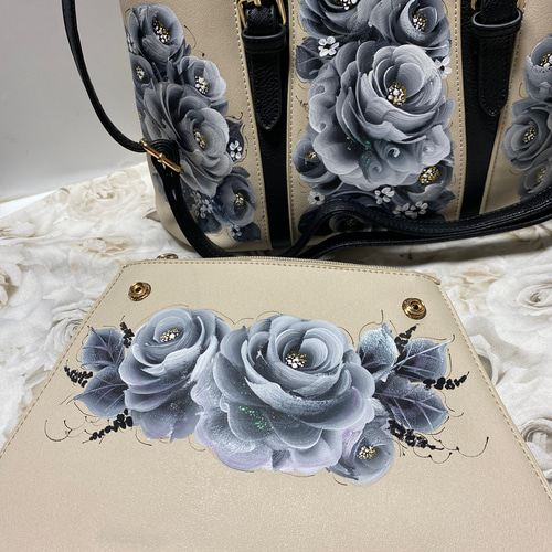 トートバック 薔薇 手描き トールペイント トートバッグ ローズ トートバック 薔薇 手描き トールペイント トートバッグ ローズ