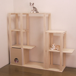 ハンドメイド パイン材キャットタワー(オプションＡ)　猫グッズ　猫用品 4枚目の画像