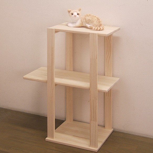 ハンドメイド パイン材キャットタワー(オプションＡ)　猫グッズ　猫用品 1枚目の画像