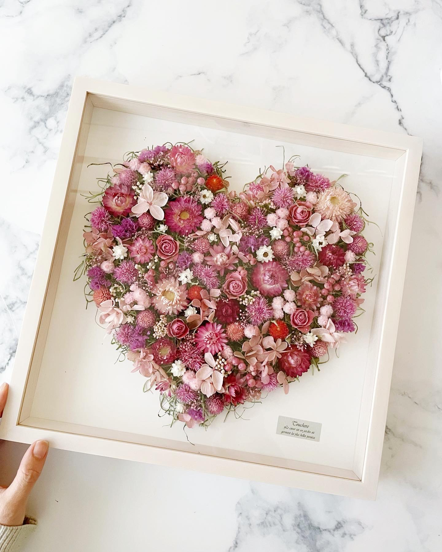 【送料無料】大きなドライフラワーフレーム｜ピンクのハート