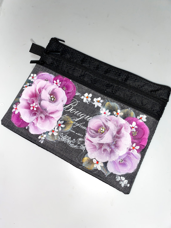 ポーチ 薔薇 手描き トールペイント ポーチ ローズ 通販