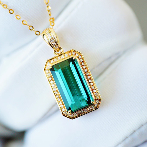 18K/グリーントルマリン&ダイヤペンダントヘッド