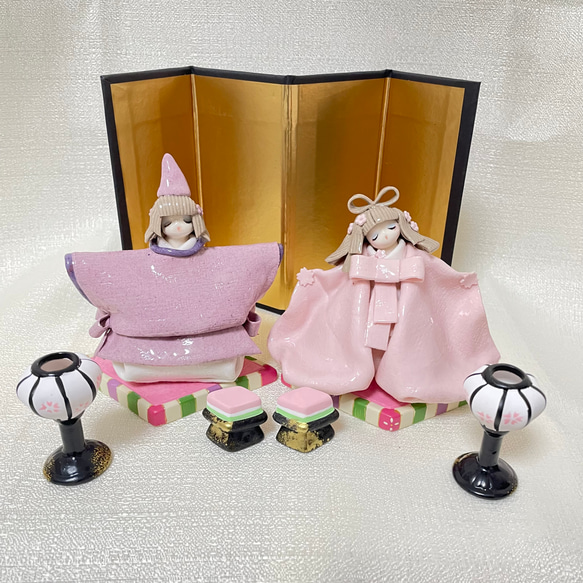 【陶器】雛人形　小道具付き✨ 1枚目の画像