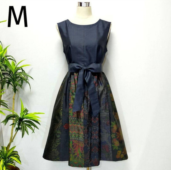 アンティーク大島紬 着物リメイク ワンピース ジャンパースカート 2WAY