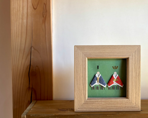 ひな祭り 刺繍アート 木製フレーム付き 紙刺繍アート「おひなさま」フレームセット / ひな祭り お雛様