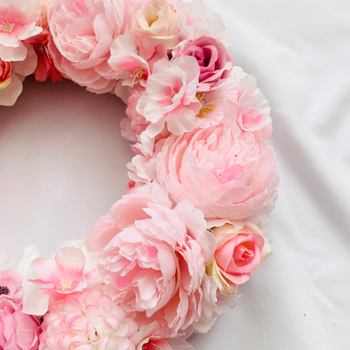 春のお花と桜のリース アーティフィシャルフラワー チューリップ 春  