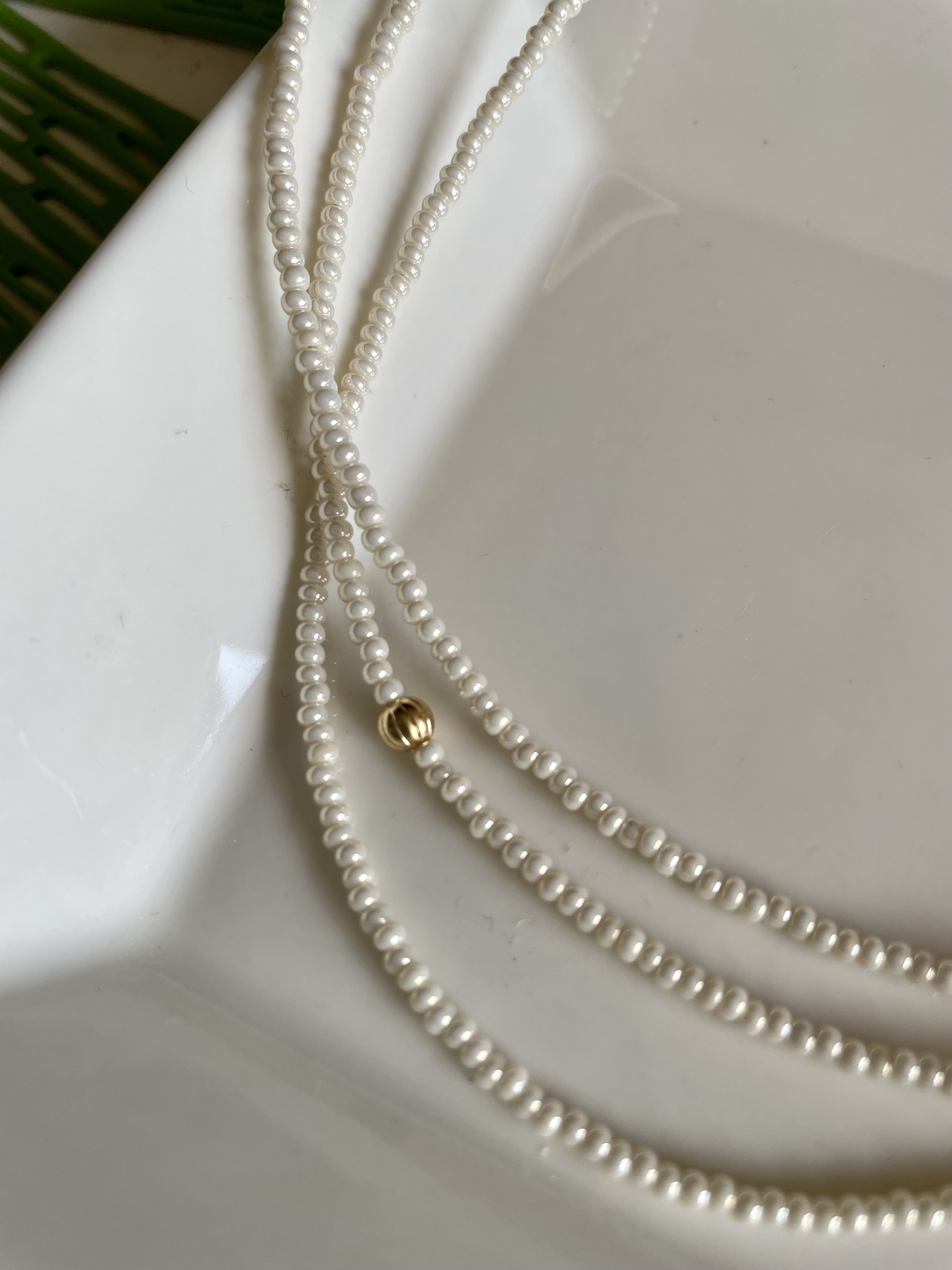 ビーズロングネックレス パールホワイト ネックレス・ペンダント YUME