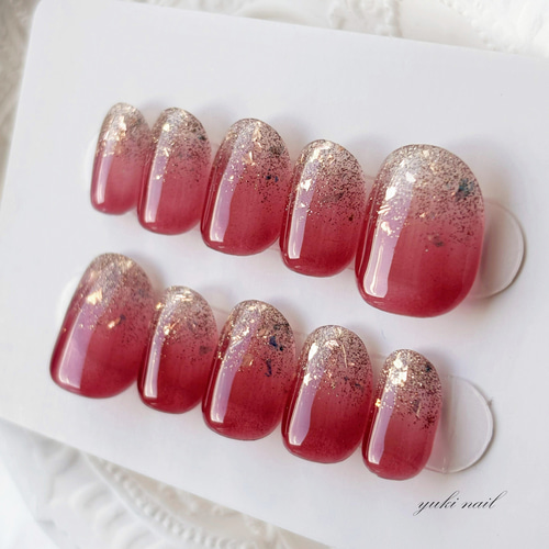 大人ローズブラウンのニュアンスグラデーションネイル ネイルチップ