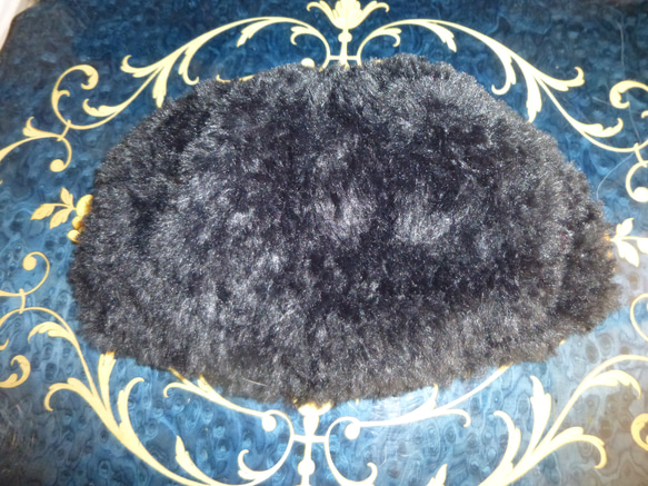 黒のファー糸のベレー帽（送料無料） 9枚目の画像