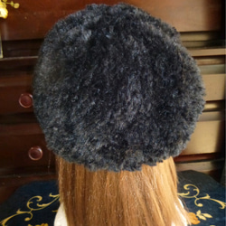 黒のファー糸のベレー帽（送料無料） 4枚目の画像