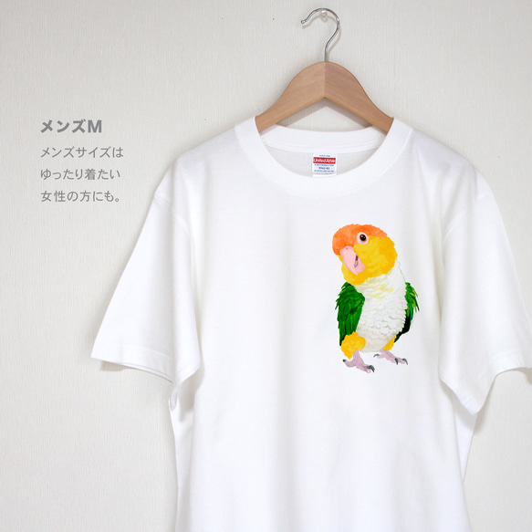 p-jet　シロハラインコ  Tシャツ　 / 鳥 インコ　再販まつり2023 5枚目の画像