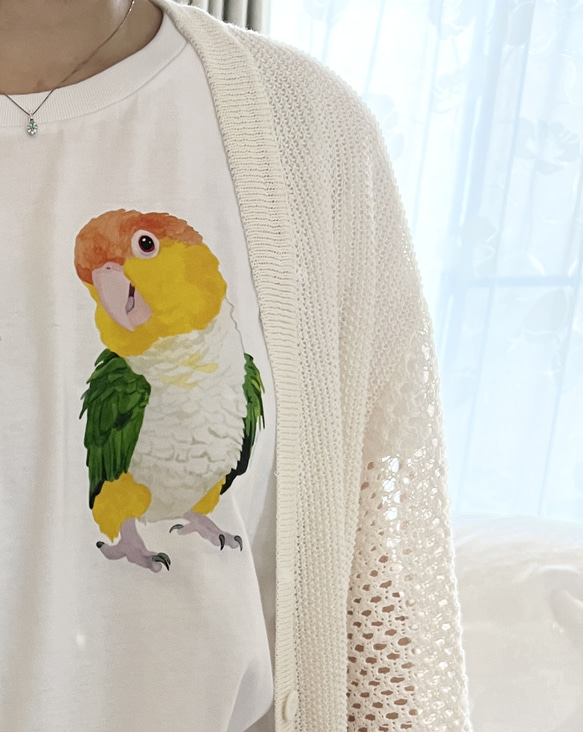 p-jet　シロハラインコ  Tシャツ　 / 鳥 インコ　再販まつり2023 9枚目の画像