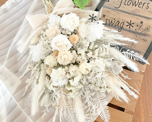 欲しいの ♡~*:＊winterホワイト＊:*~♡スワッグブーケ☆ドライフラワー フラワー・リース