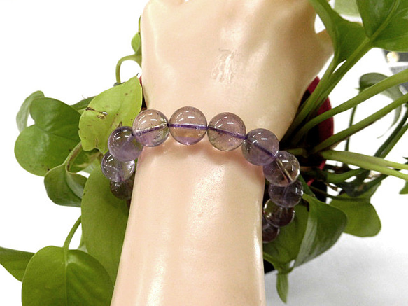 天然石 アメシトリン12.5mm玉ブレスレット内周18.2cm 230908395