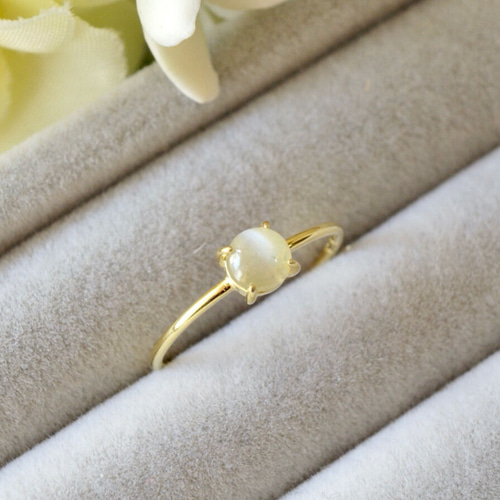 2月誕生石 クリソベリルキャッツアイ 7号〜フリーサイズリング 18kgp