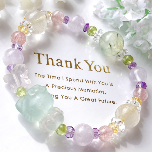 ✧₊⁎一点物˚✧₊⁎フローライト猫ちゃん蝶々キラキラクリアカラー天然石  