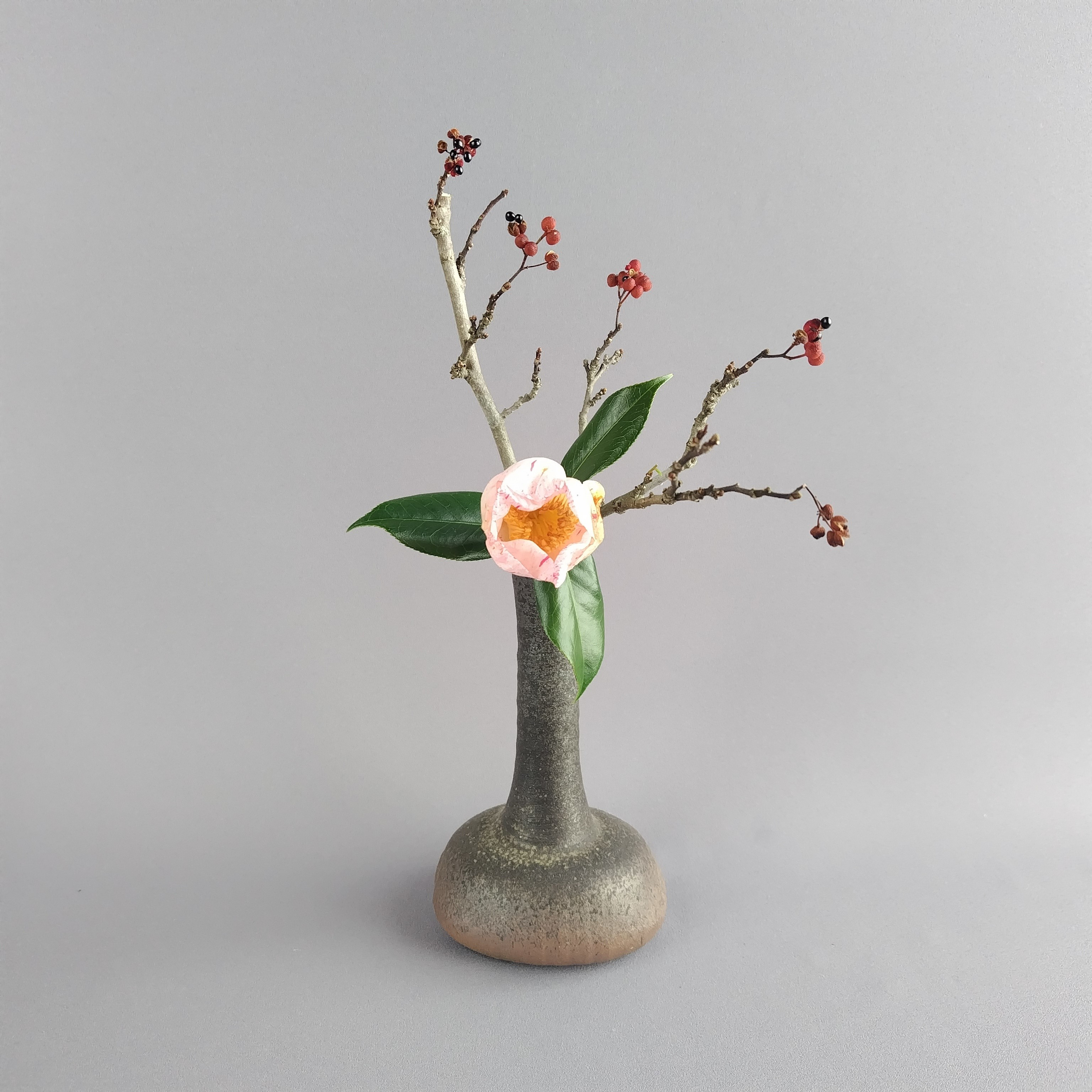 花入れ　焼締め　薪窯　【商品番号：00307】