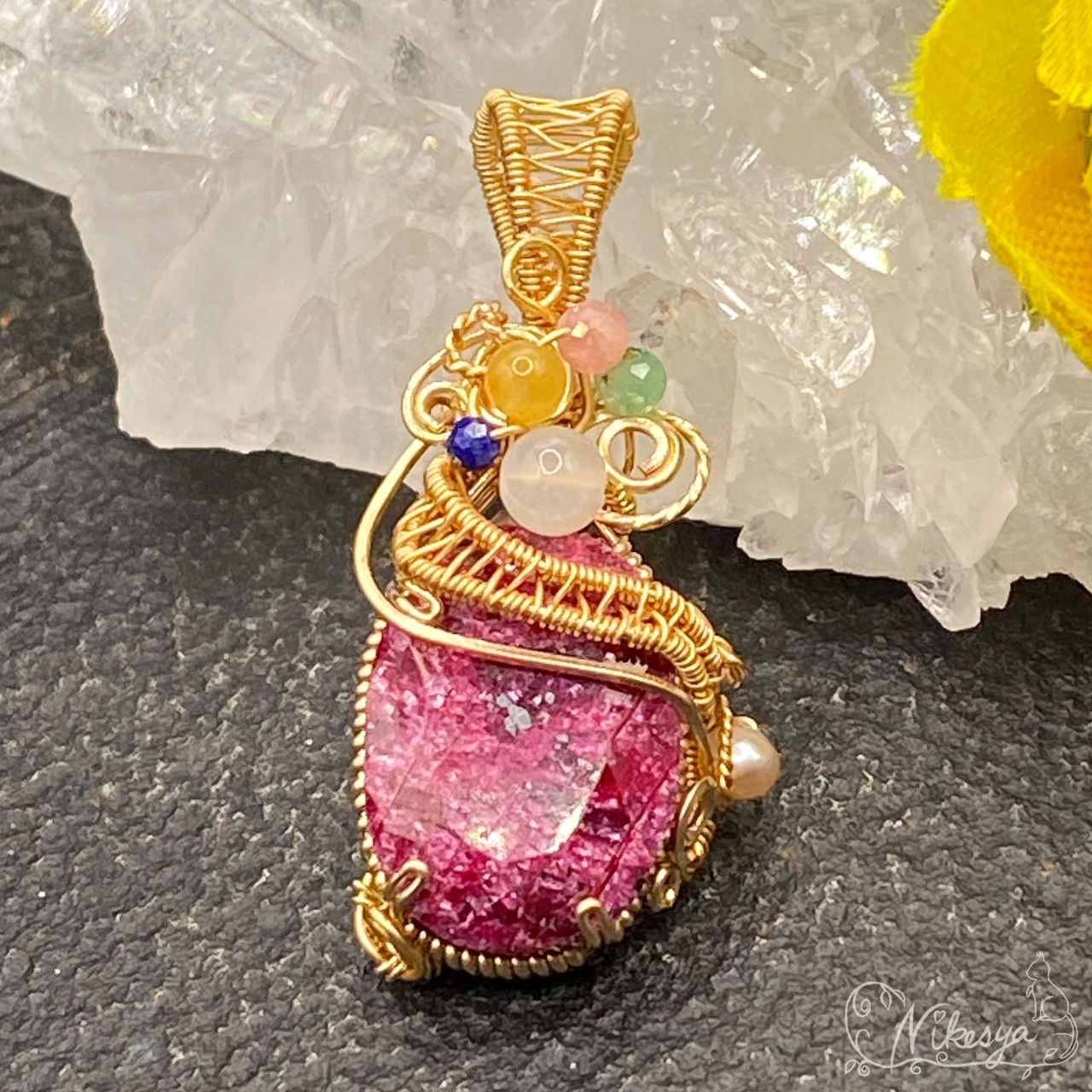 【14KGF】アフリカンルビーのペンダントトップ【金属アレルギー対応】【送料無料】