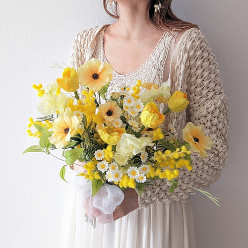 ミモザ　リース　スワッグ　ブーケ　スターチス ラナンキュラス チューリップ bouquet no.15 ミモザ ラナンキュラス チューリップ マトリカリア