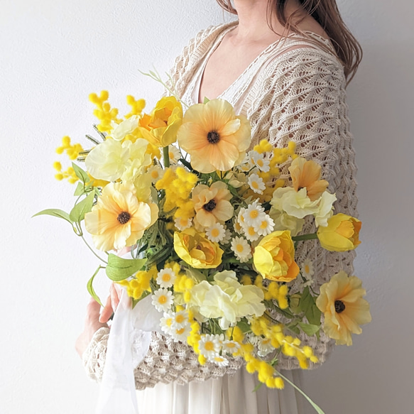 bouquet no.15 ミモザ ラナンキュラス チューリップ マトリカリア