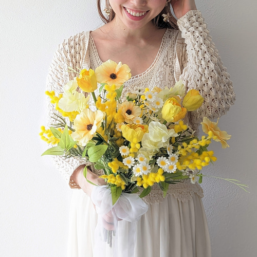 bouquet no.15 ミモザ ラナンキュラス チューリップ マトリカリア