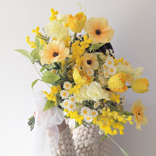 ミモザ　リース　スワッグ　ブーケ　スターチス ラナンキュラス チューリップ bouquet no.15 ミモザ ラナンキュラス チューリップ マトリカリア